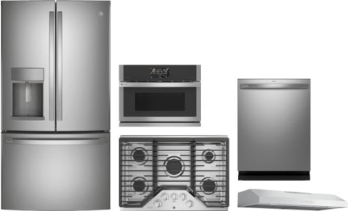 Collage of PYE22KYNFS, PSB9100SVSS, PGP7036SLSS, PVX7360SJSS, PDT715SYVFS