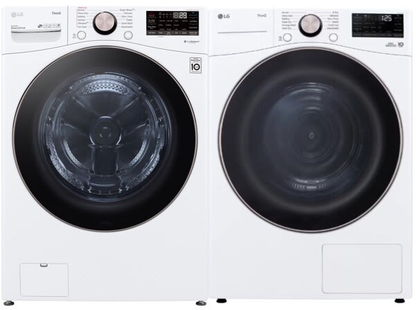 Side-by-Side Front Load Washer and Electric Dryer Set in White