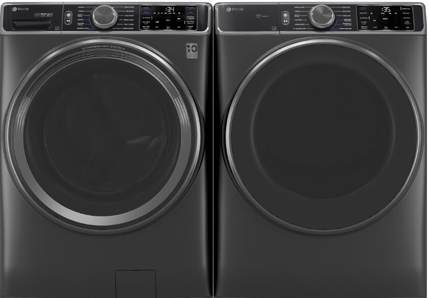 Side-by-Side Front Load Washer and Gas Dryer Set in Graphite
