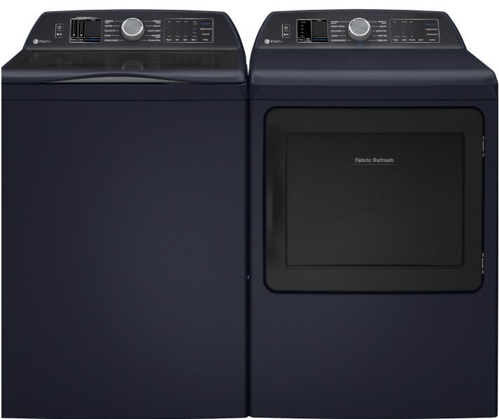 Side-by-Side Top Load Washer and Electric Dryer Set in Sapphire Blue