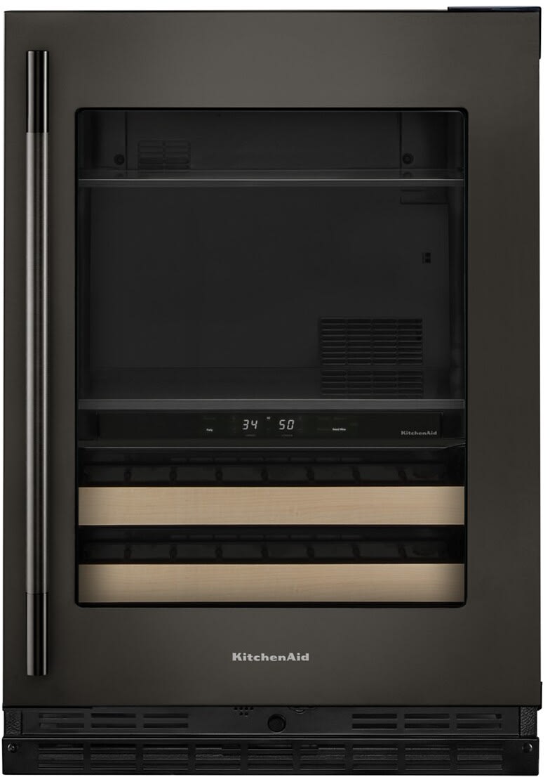 KitchenAid 20 Cu. Ft. 30 in. Width Standard Depth French Door Refrigerator w/ Interior Dispense in Black Stainless Steel KRFF300EBS on Fridge.com