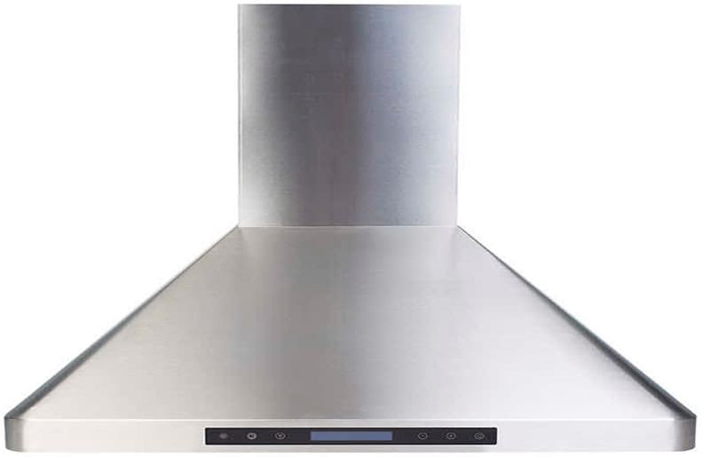 Verona VEHOOD36CH 36 Inch Chimney Range Hood with Remote Control, LED  Lighting, Delayed Power Off, 900 CFM Blower, Baffle Filters, 4 Fan Speeds,  Rounded Seamless Edges, and 304 Stainless Steel