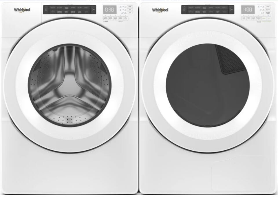 Side-by-Side Front Load Washer and Electric Dryer Set in White