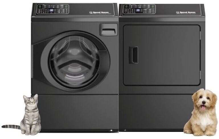 Side-by-Side Front Load Washer and Gas Dryer Set in Black