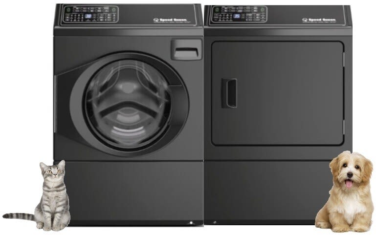 Side-by-Side Front Load Washer and Gas Dryer Set in Black