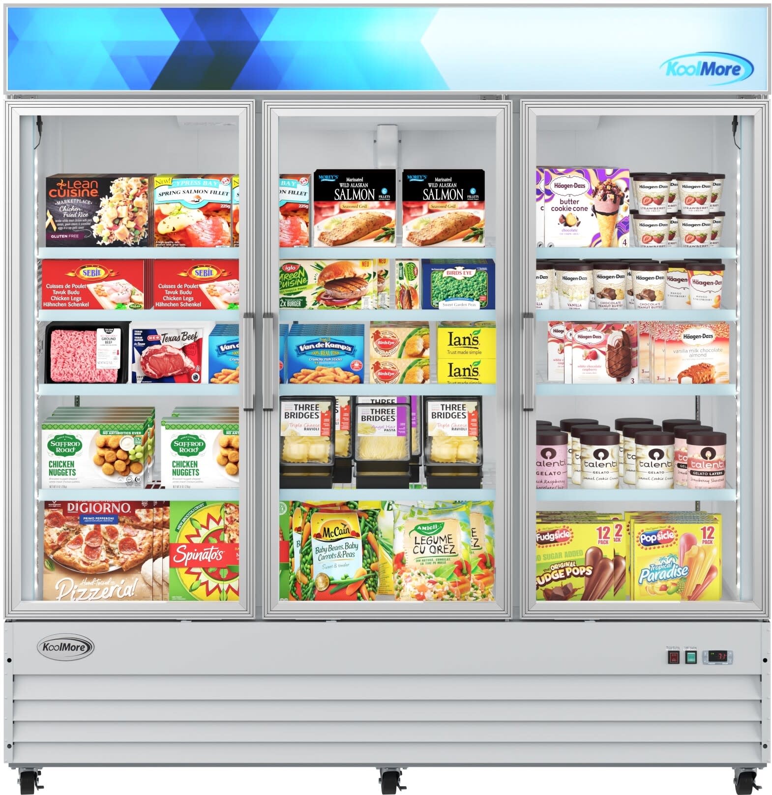 80 Inch 3-Door Commercial Display Merchandiser Freezer