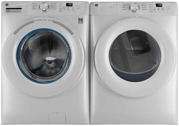 Side-by-Side Front Load Washer and Gas Dryer Set in White