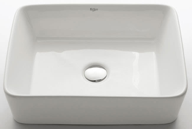 19 Inch White Rectangular Ceramic Sink