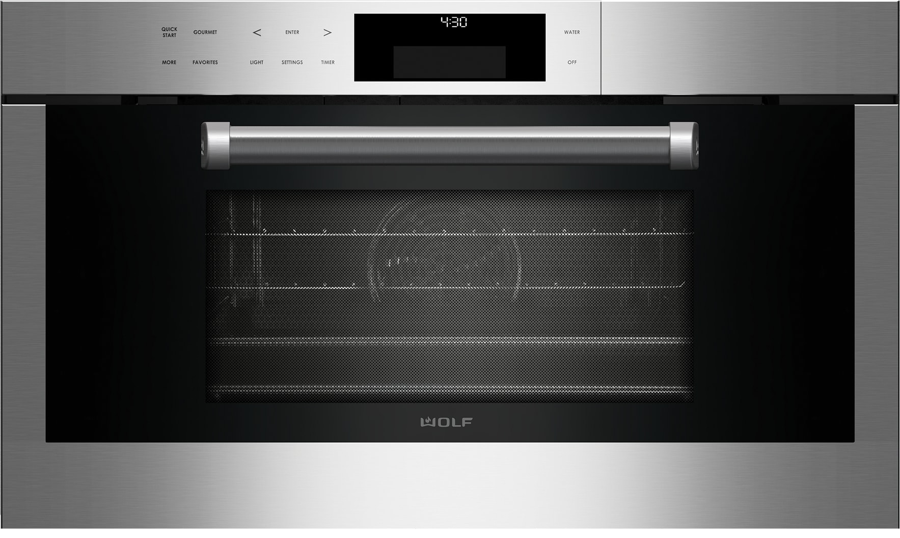 Wolf Cso30pmsph 30 Inch Steam Oven With 1 8 Cu Ft Convection Capacity 12 Cooking Modes Delayed Start Descaling Feature Temperature Probe Non Plumbed Water Tank And Star K Certified Stainless Steel With Pro Handle