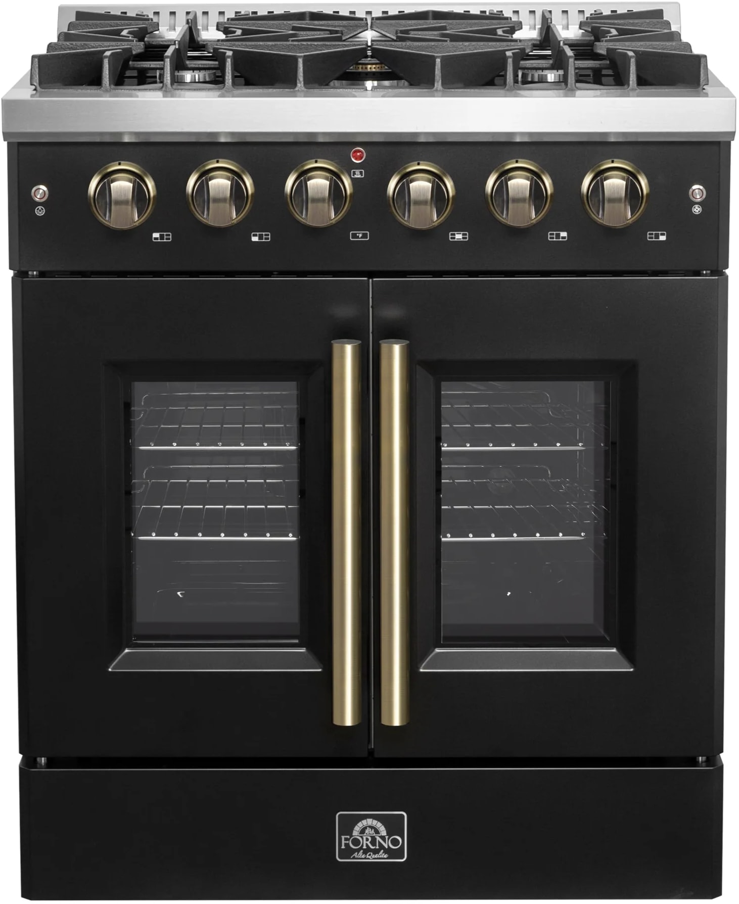 Forno FFSGS644430BLK 30 Inch Freestanding French Door Gas Range