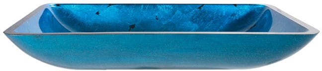 22 Inch Irruption Blue Rectangular Glass Vessel Sink