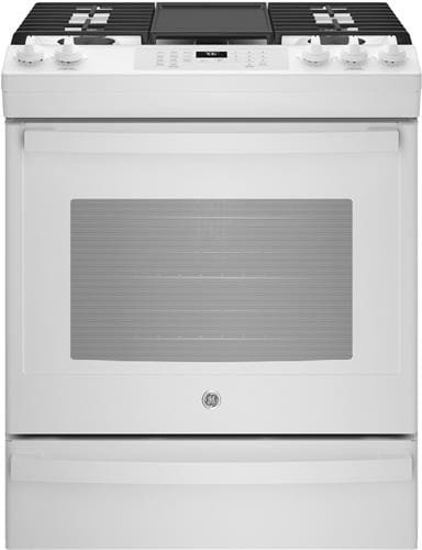 GE 30 in. 5.3 cu. ft. Oven Slide-In Gas Range with 5 Sealed Burners &  Griddle - Slate