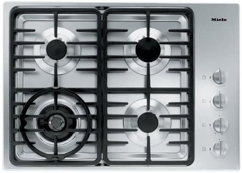 Miele KM3465G 30 Inch Gas Cooktop with 4 Sealed Burners, Continuous Grate,  Dual Wok Burner, Ignition Safety Control, Side Knob Controls, QuickStart,  GasStop and Restart