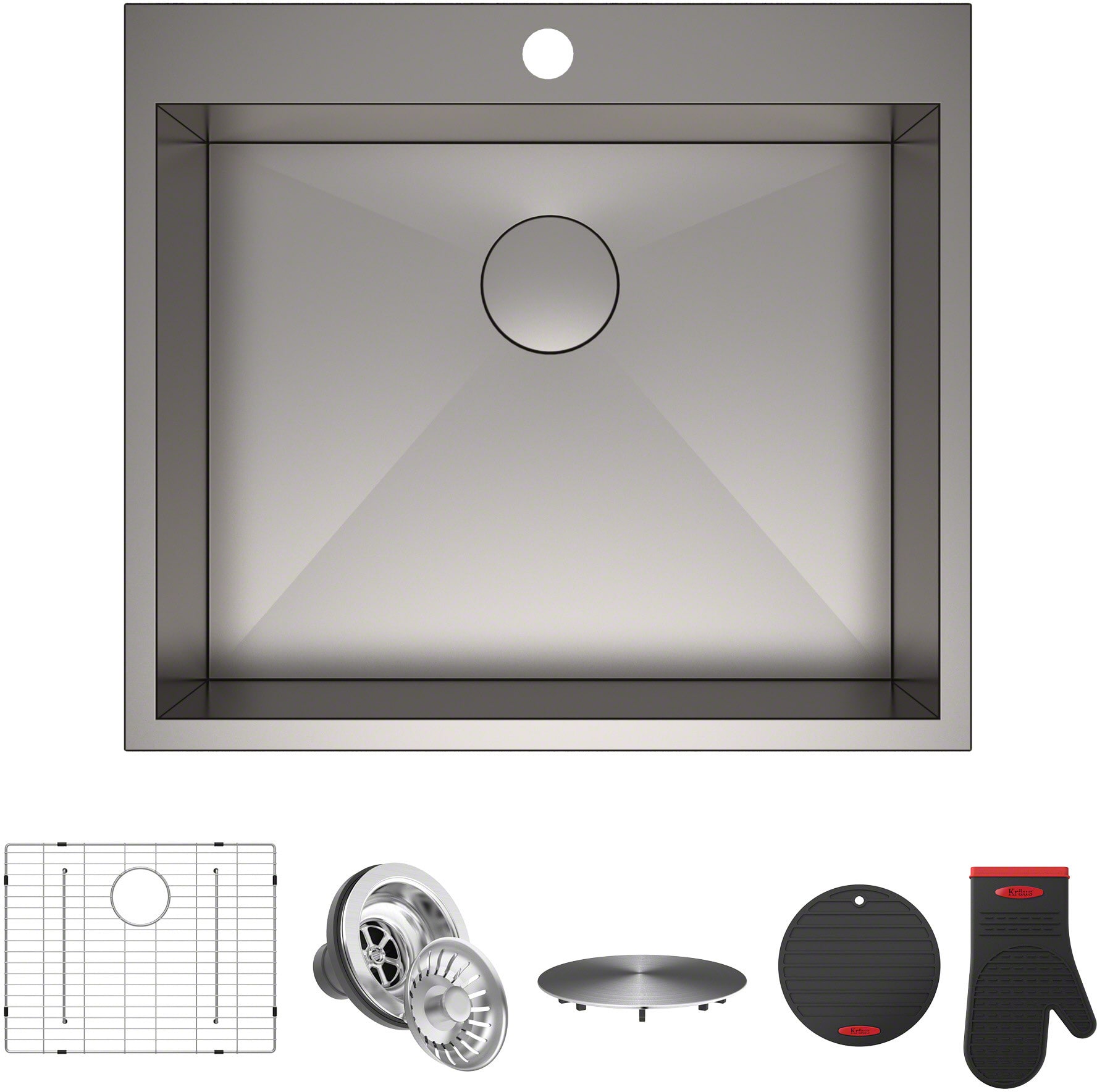 25 Inch Zero-Radius Topmount Single Bowl Kitchen Sink