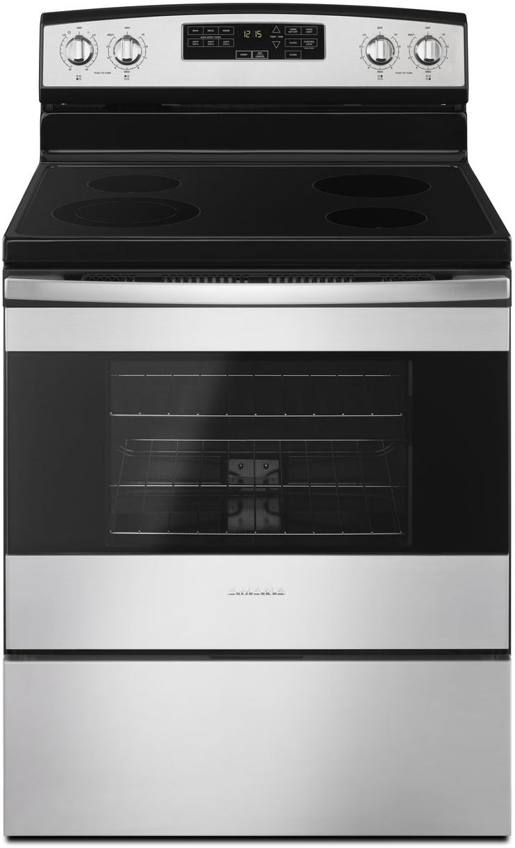Amana Amv2307pfs 30 Inch Over The Range Microwave With Auto Defrost 2 Speed Fan 300 Cfm 1 6 Cu Ft Capacity Add 30 Seconds Feature 12 Inch Turntable And Cooktop Surface Light Stainless Steel