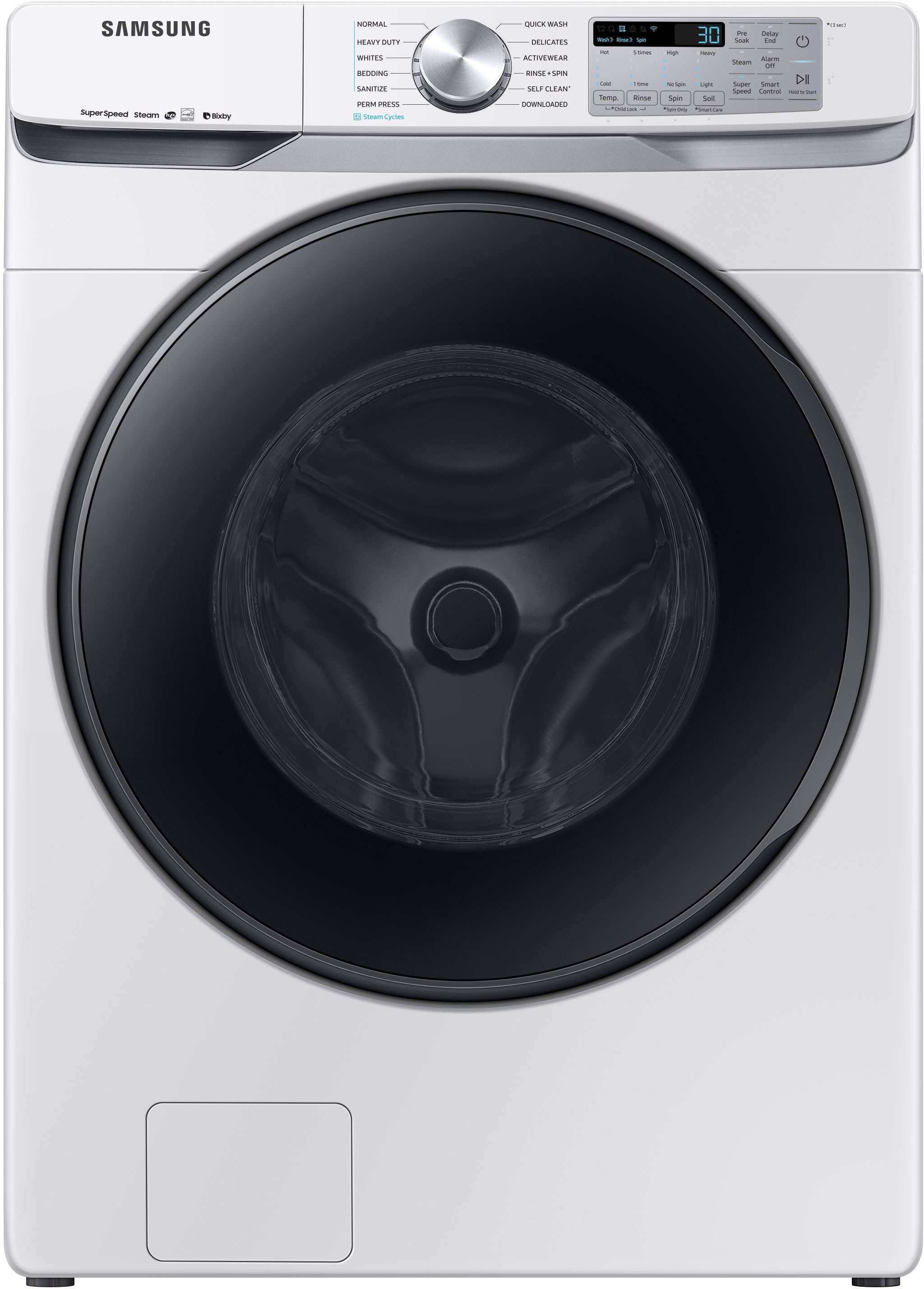Samsung Dvg50r8500w 27 Inch Gas Smart Dryer With Steam Sanitize Bixby Enabled Sensor Dry Vent Sensor 12 Preset Drying Cycles 10 Additional Drying Options 7 5 Cu Ft Capacity Ada Compliant And Energy Star White