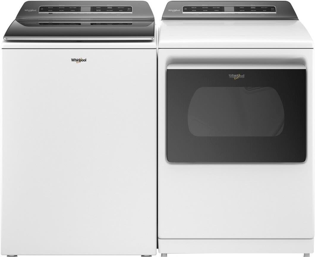 Side-by-Side Top Load Washer and Gas Dryer Set in White