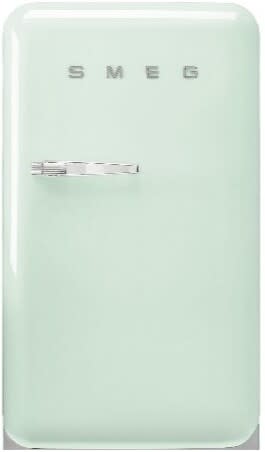 Smeg FAB10URPG3 22 Inch Freestanding Compact Refrigerator with 4.31 Cu. Ft.  Capacity, 2 Glass Shelves, 1 Bottle Shelf, 37 dBA Noise Level, LED Internal  Light, Automatic Frost Free, and Energy Star Compliant: Pastel Blue, Right  Hinge