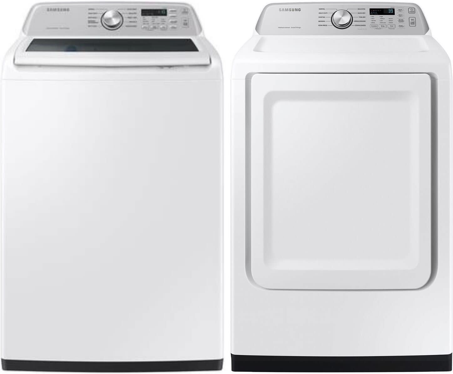 Side-by-Side Top Load Washer and Gas Dryer Set in White