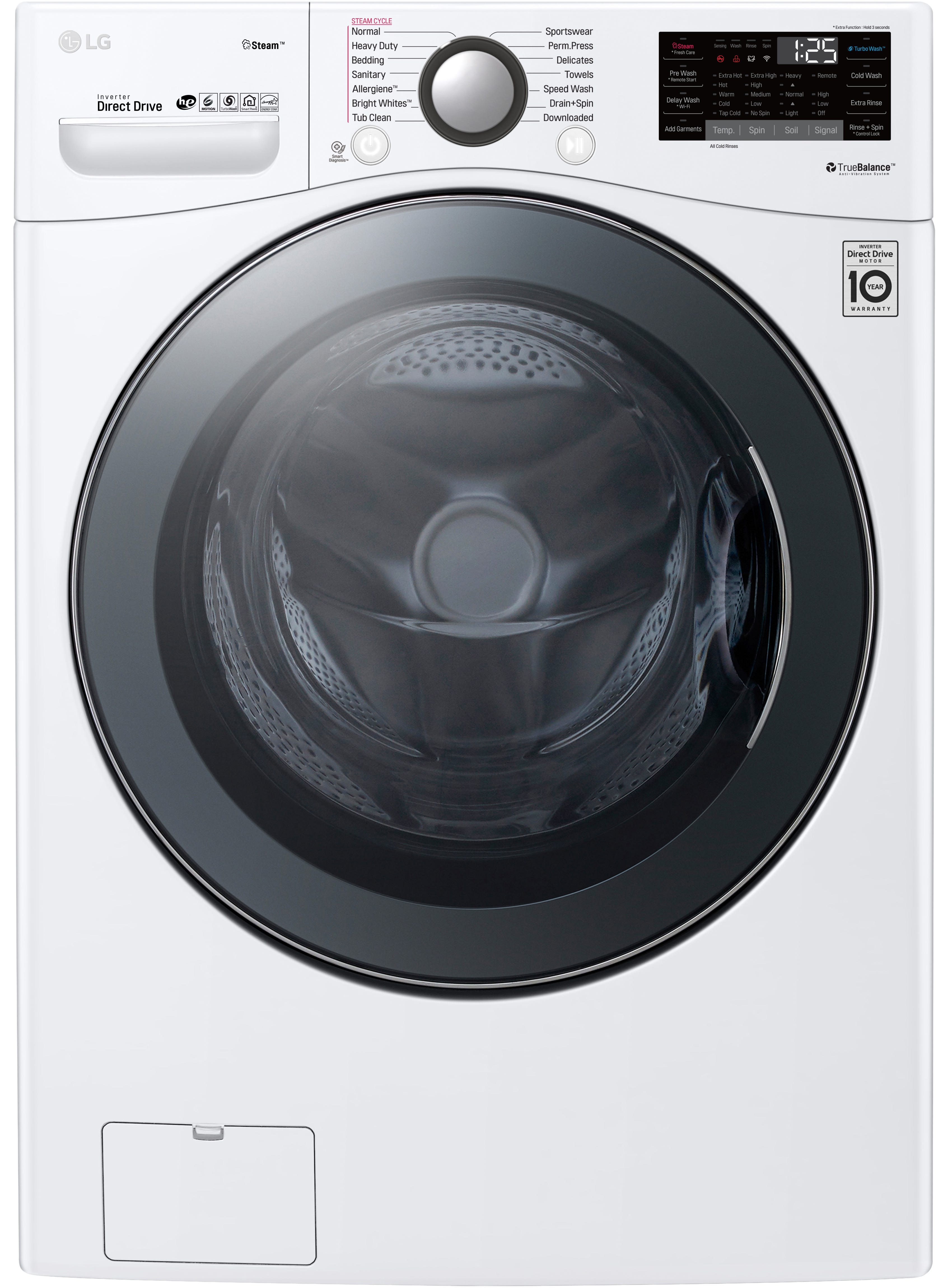 Lg Wm3900hwa 27 Inch Front Load Smart Washer With Turbosteam