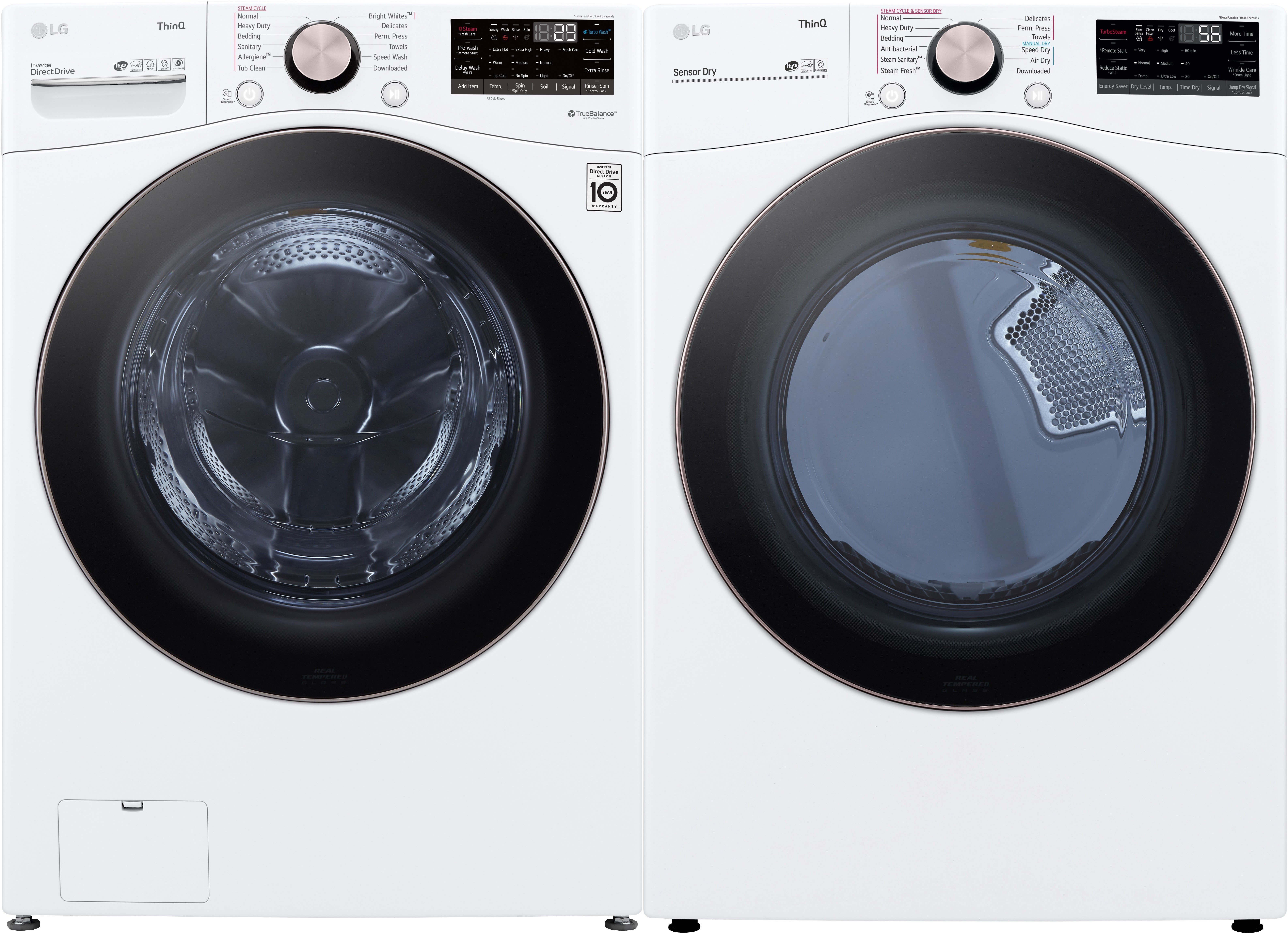 Side-by-Side Front Load Washer and Gas Dryer Set in White
