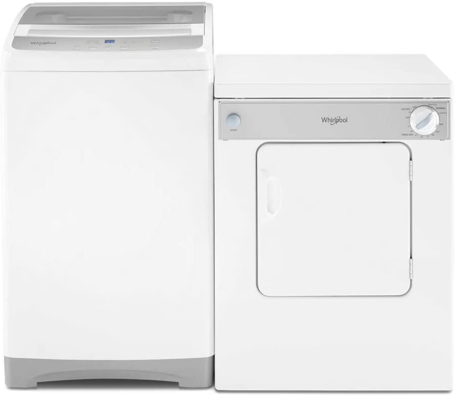 Side-by-Side Top Load Washer and Electric Dryer Set in White