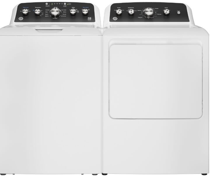 Side-by-Side Top Load Washer and Gas Dryer Set in White