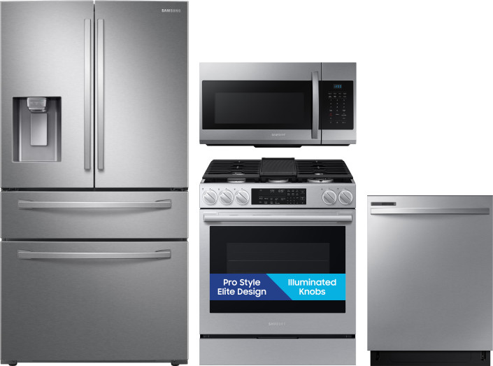 Collage of RF28R7201SR, NSG90H60SR, DW80CG4021SR, ME17R7021ES