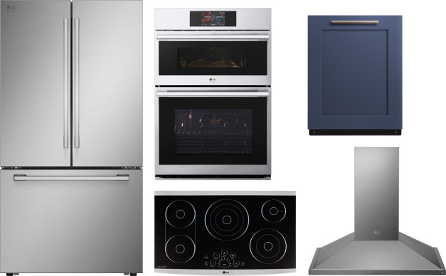 Lg 5 piece kitchen appliances package with french door refrigerator and dishwasher in stainless steel lgrectwodwrh3 top