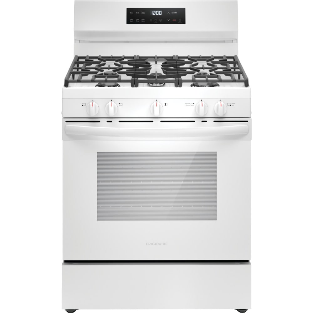 Frigidaire 30 Inch 5 Burner Freestanding Gas Range, White - FCRG3062AW