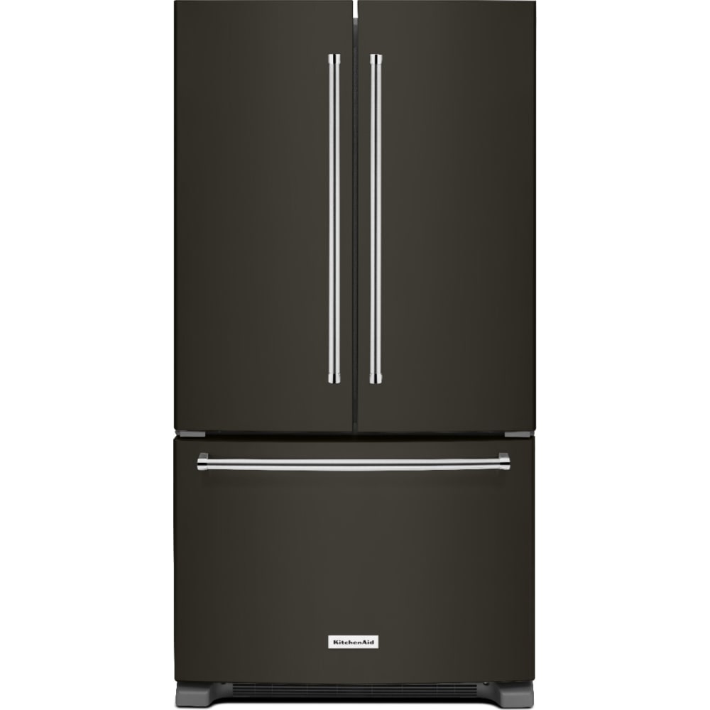 KitchenAid 36 Inch French Door Refrigerator, 25.2 cu. ft., Black Stainless - KRFF305EBS