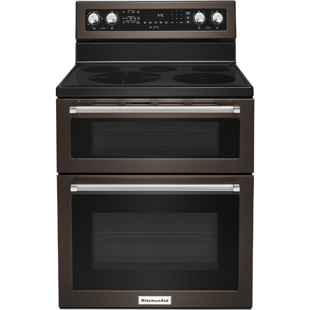 KitchenAid 30 Inch Double Oven Electric Range, 6.7 Cu. Ft. - YKFED500EBS