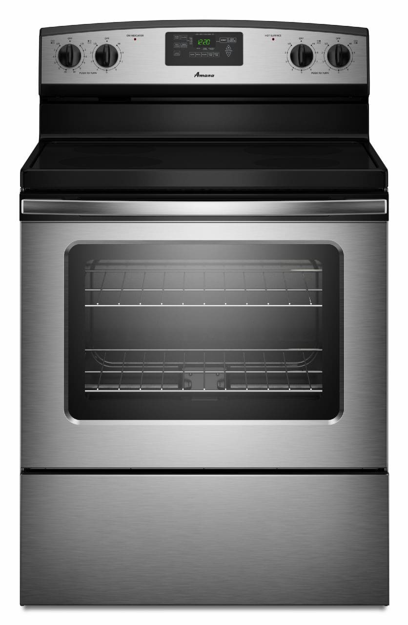 Amana AER5630BAS 30 Inch Freestanding Electric Range with 4 Ribbon Radiant Elements, 4.8 cu. ft