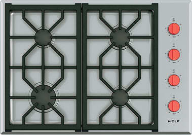 Wolf Cg304ps 30 Inch Professional Gas Cooktop With 4 Dual Stacked Wolf Cg304ps 30 Professional Gas Cooktop