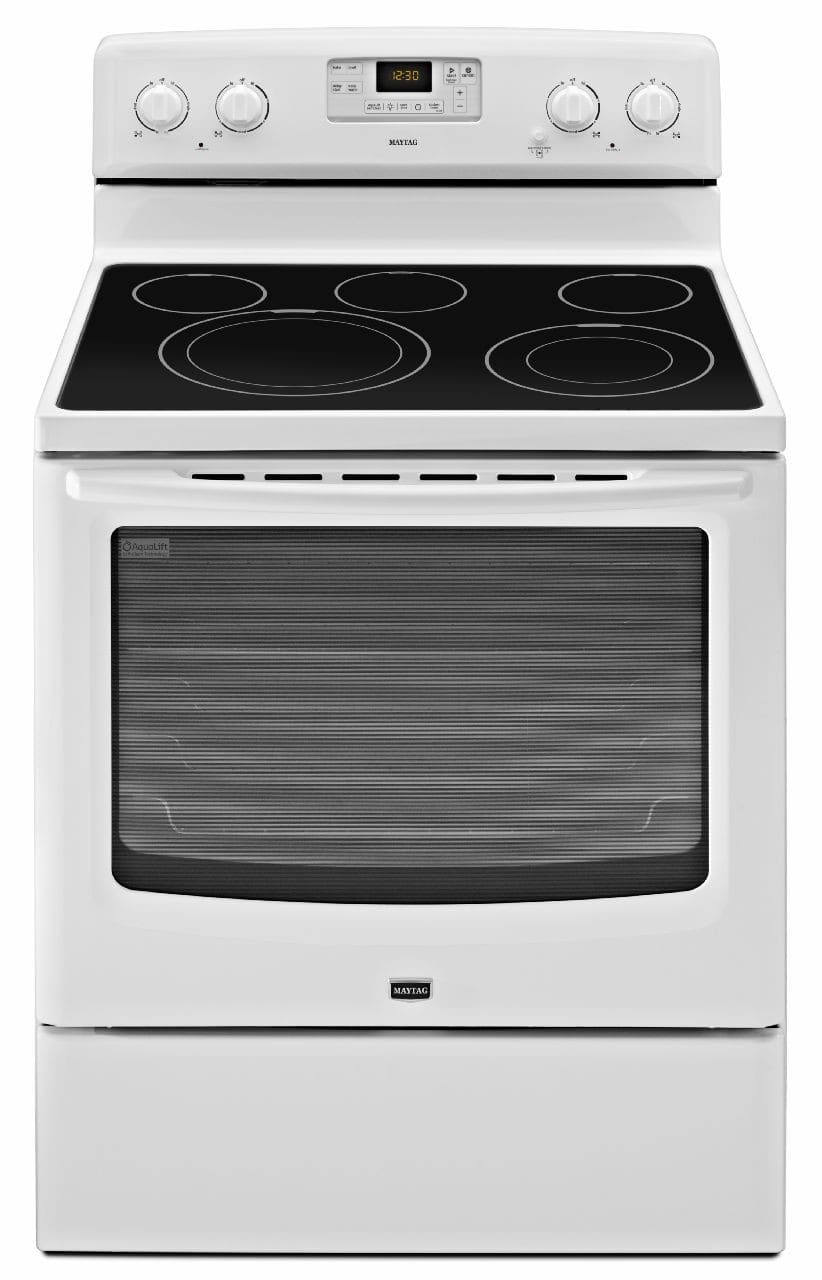 Maytag MER8680BW 30 Inch Freestanding Smoothtop Electric Range with 5