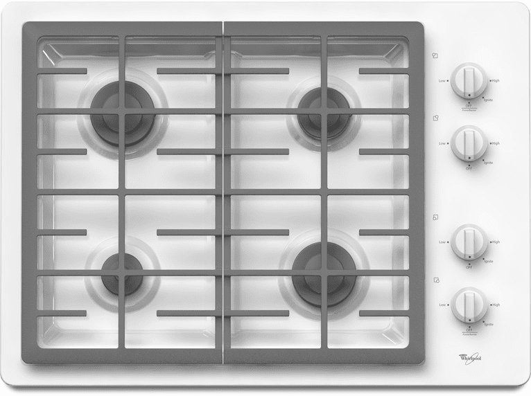 Whirlpool W5CG3024XW 30 Inch Gas Cooktop with 4 Sealed Burners
