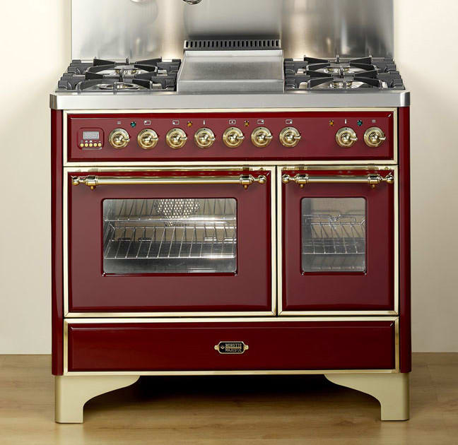 Ilve UMD100SMPI 40 Inch Traditional-Style Dual Fuel Range with 4 ... - Ilve UMD100SMPI 40 Inch Traditional-Style Dual Fuel Range with 4 Sealed  Burners, 2.44 cu. ft. Convection Main Oven, Rotisserie, Coup de Feu Top, ...