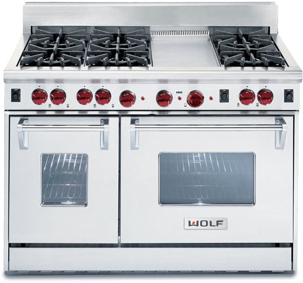 Wolf R486G 48 Inch ProStyle Gas Range with 6 Dual Brass Open Burners