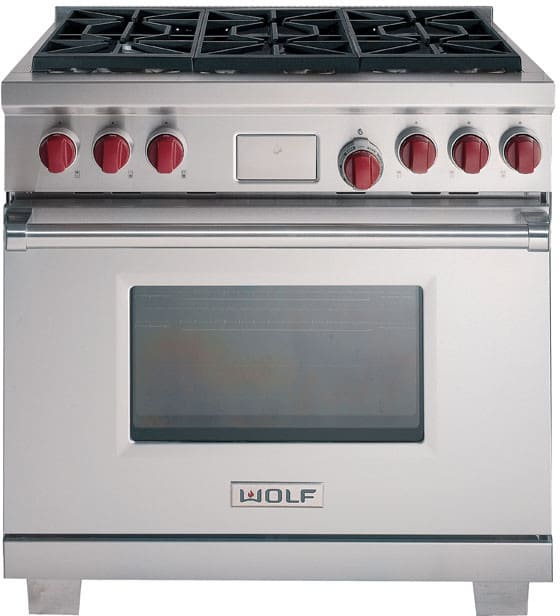 Wolf DF366 36 Inch ProStyle DualFuel Range with 5.4 cu. ft. Dual