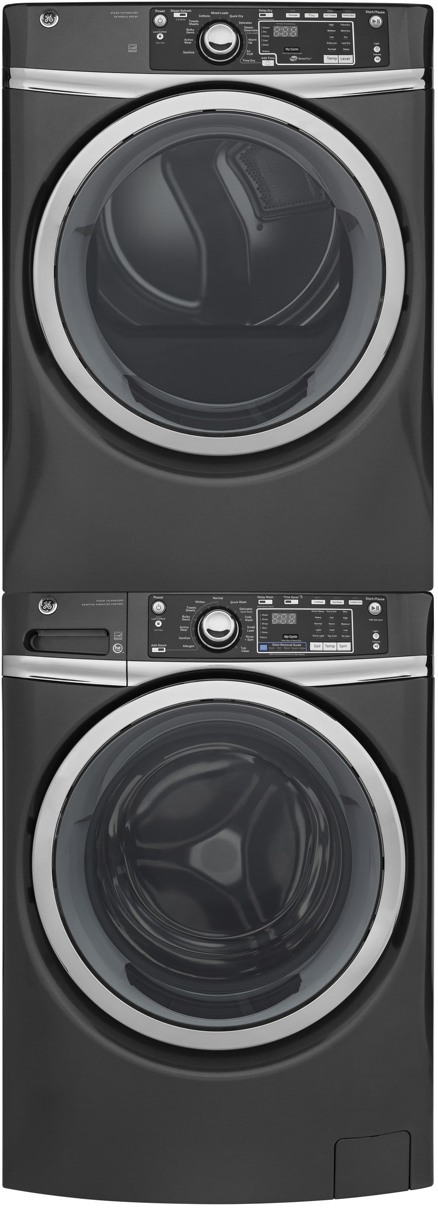 GE GEWADRGG3 Stacked Washer & Dryer Set with Front Load Washer and Gas