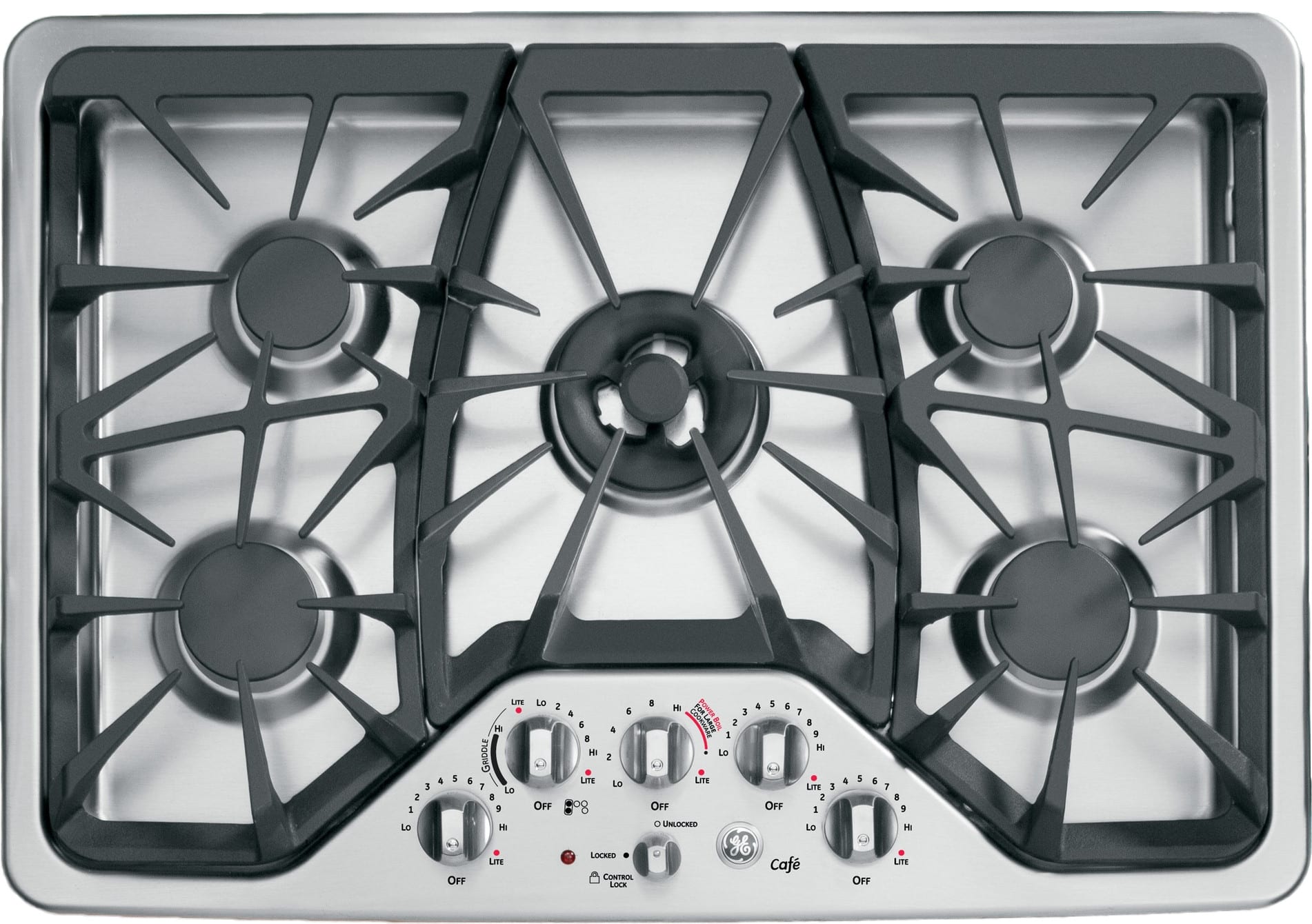 GE CGP350SETSS 30 Inch Gas Cooktop with 5 Sealed Burners, 20,000 BTU