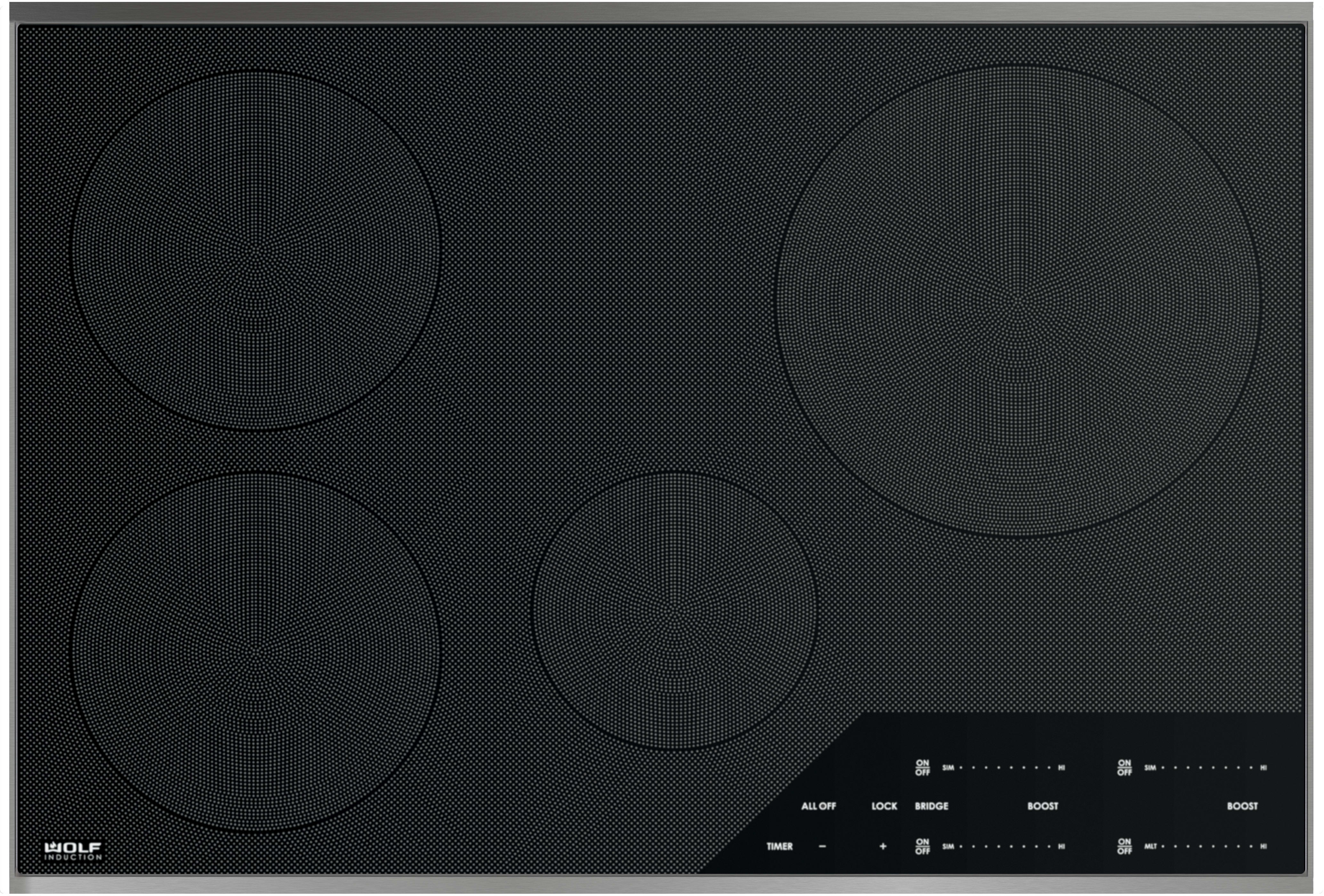 Wolf CI304TFS 30 Inch Induction Cooktop with 4 Elements, 3150 W Boost