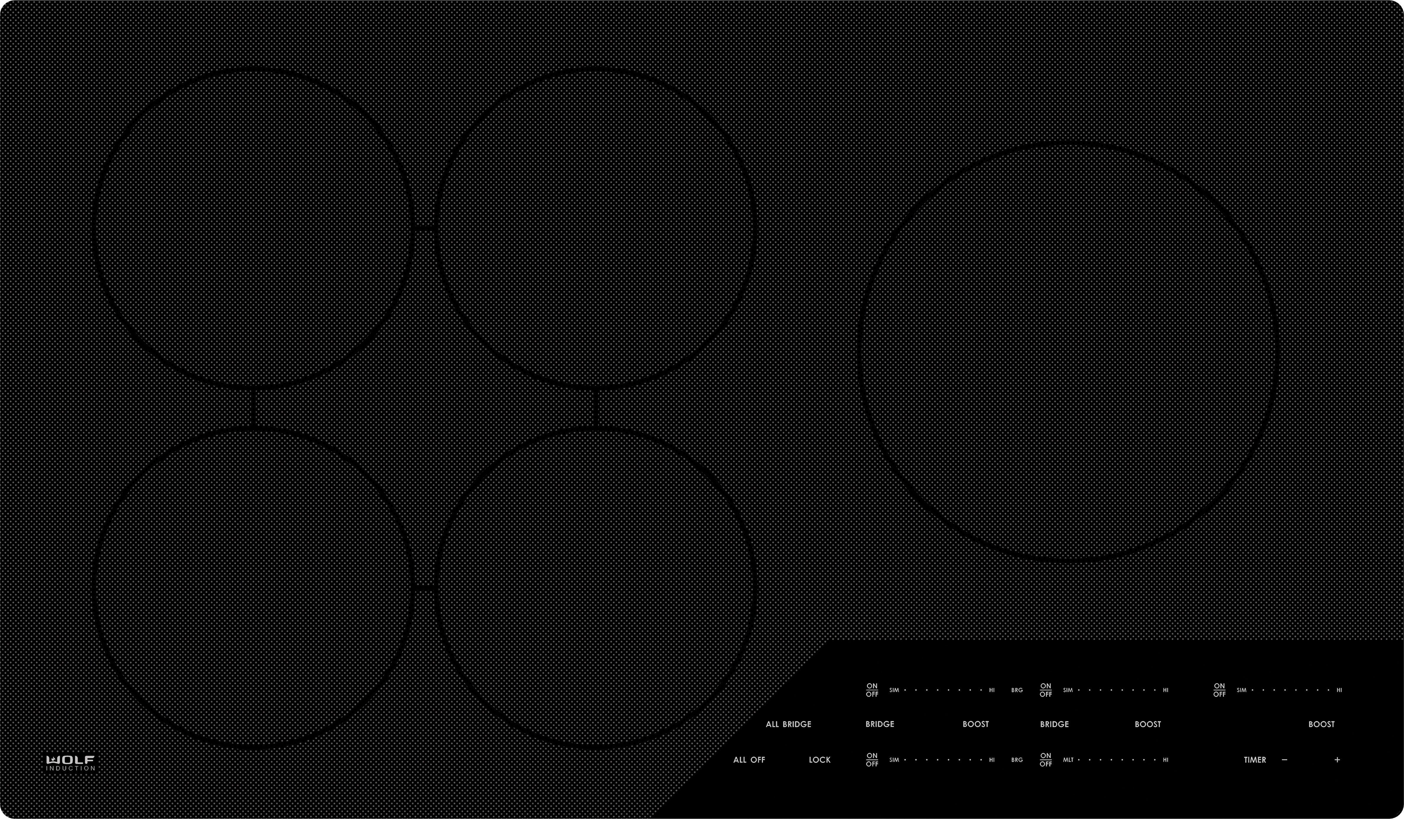 Wolf CI365CB 36 Inch Induction Cooktop with 5 Cooking Zones, 5 Bridge