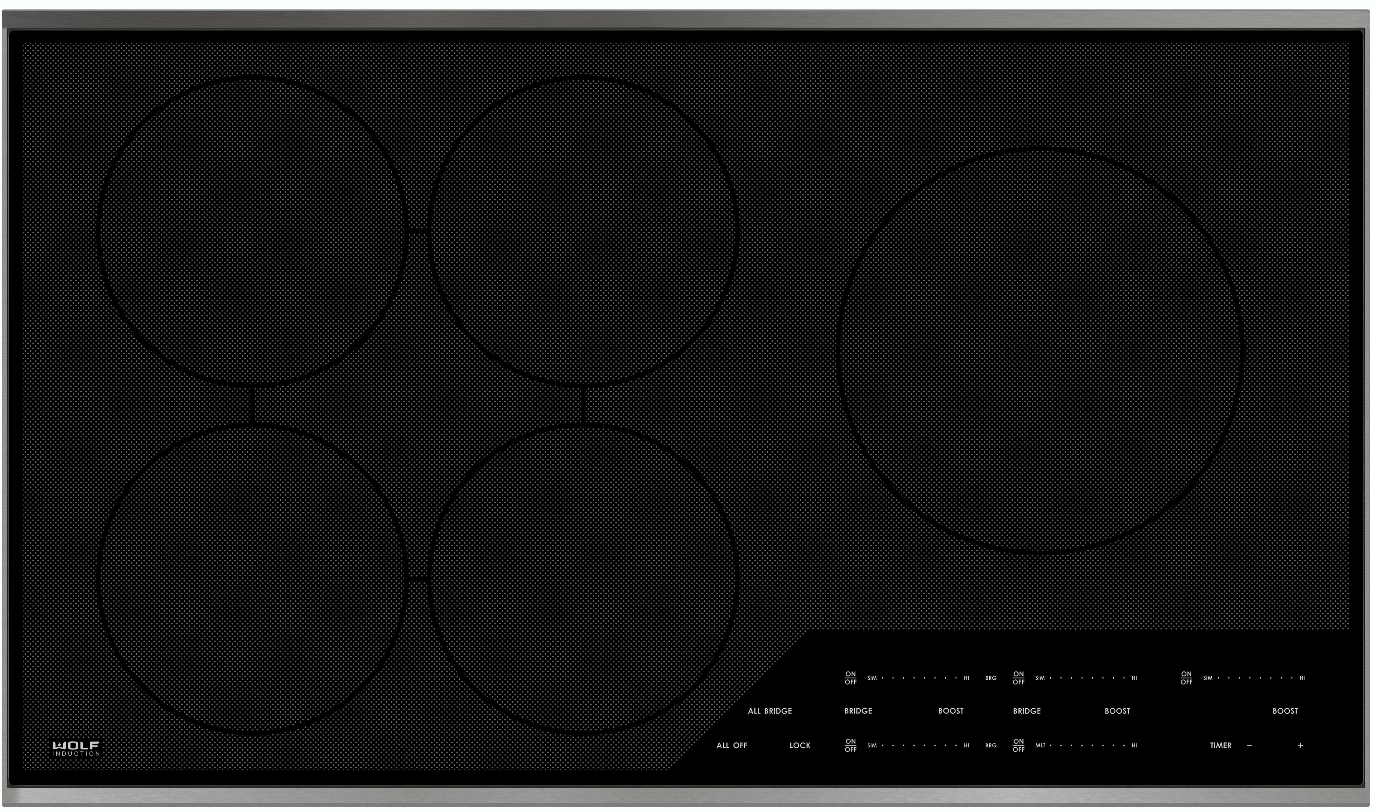 Wolf CI365TS 36 Inch Induction Cooktop with 5 Cooking Zones, 5 Bridge Zone Options, Boost Mode