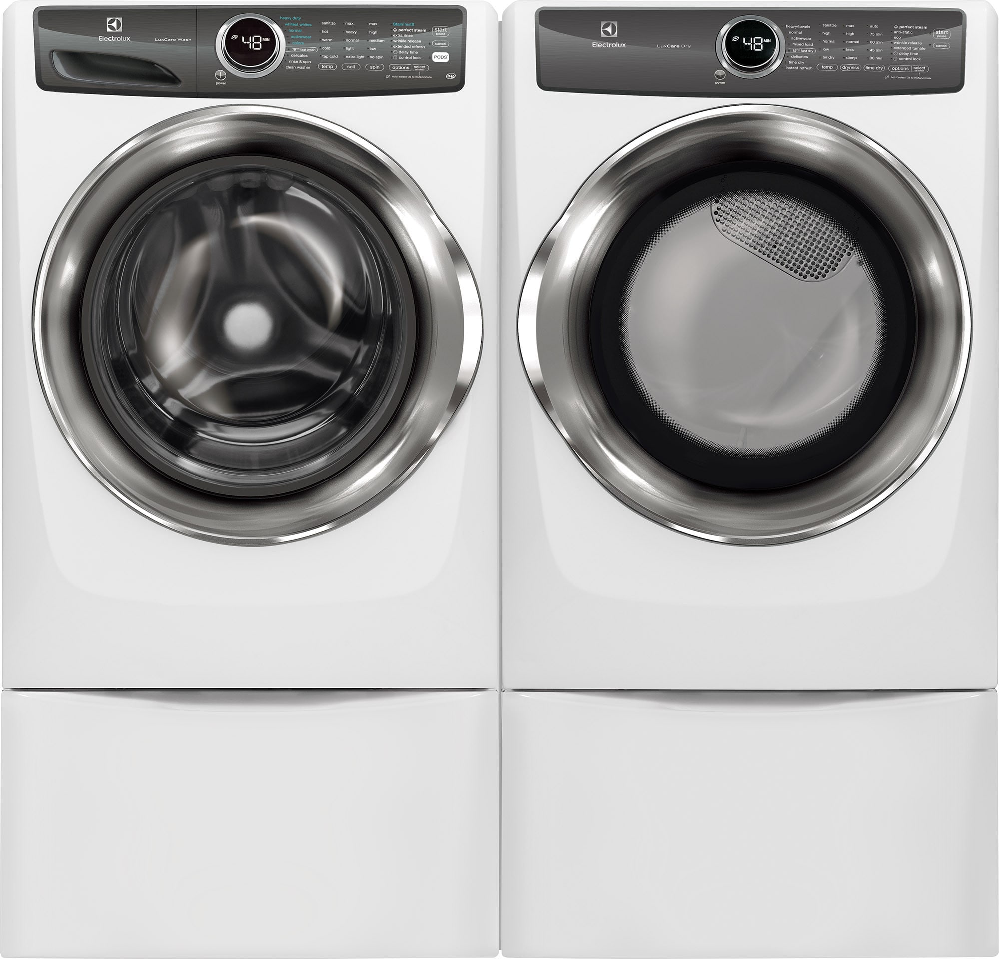 Electrolux ELWADRGW5272 Side-by-Side on Pedestals Washer & Dryer Set with  Front Load Washer and Dryer in Island White