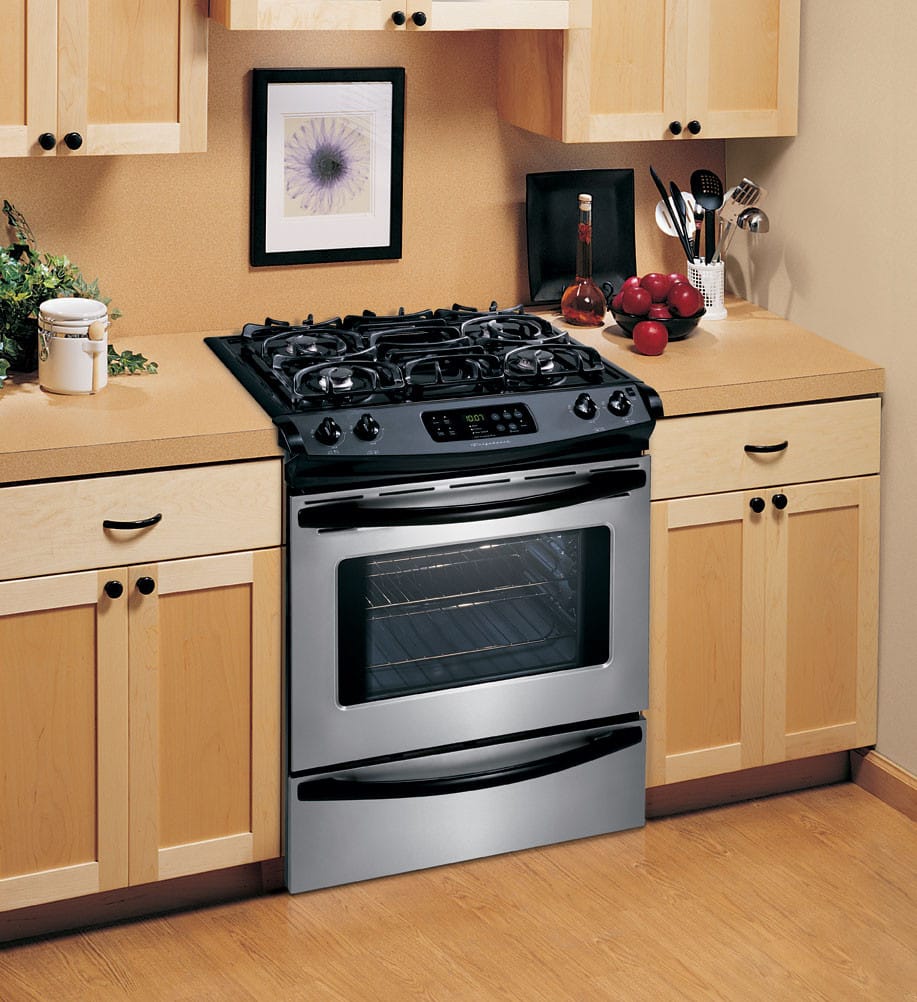 Frigidaire FGS365EQ 30 Inch SlideIn Gas Range with 4 Sealed Burners, 12,000 BTU Power Burner, 4