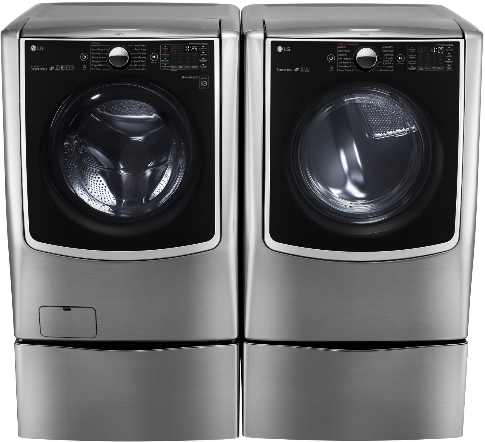 LG LGWADRETUR2G Side-by-Side on Pedestals Washer &amp; Dryer Set with Front