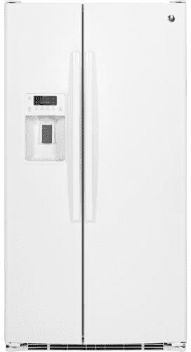 Ge Gss25gghww 36 Inch Side By Refrigerator With 25 4 Cu Ge Gss25gghww White Front View