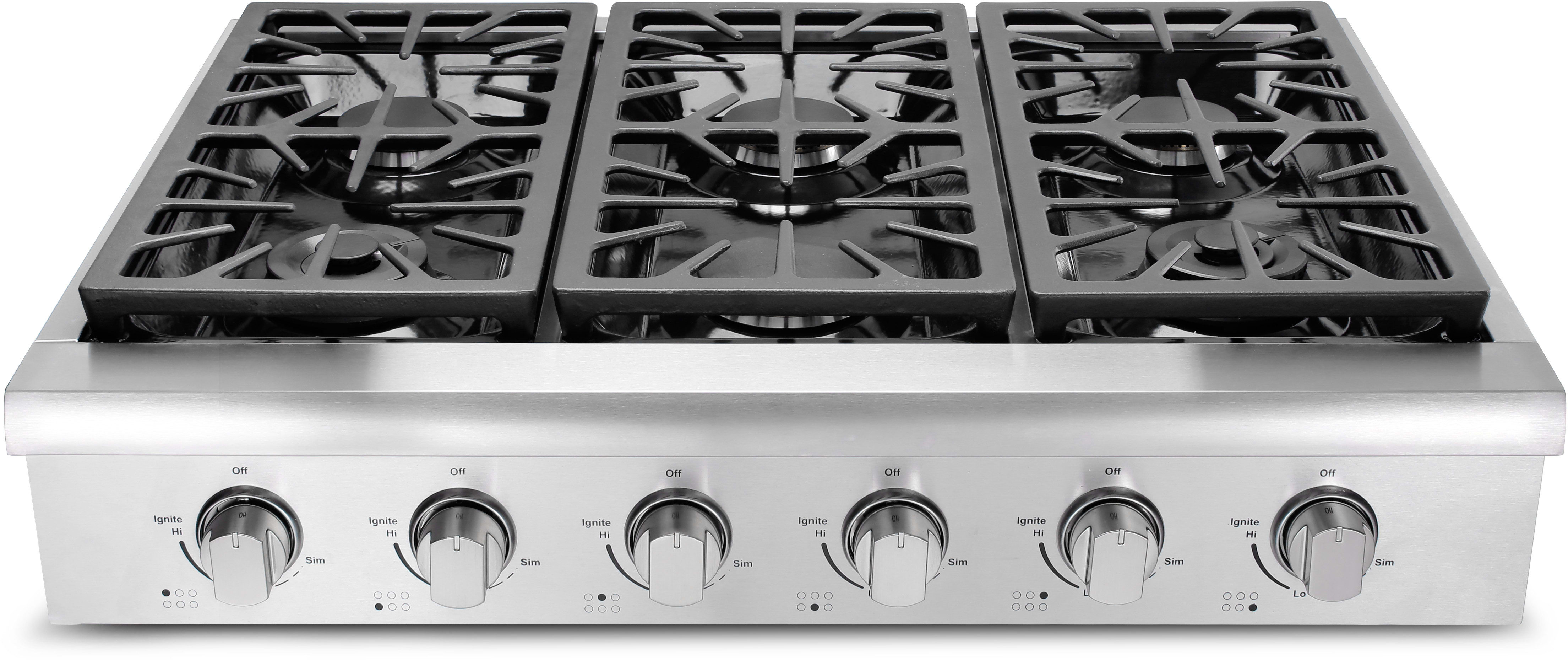 Thor Kitchen HRT3618U 36 Inch Gas Rangetop with Dual Burners, 6 Sealed