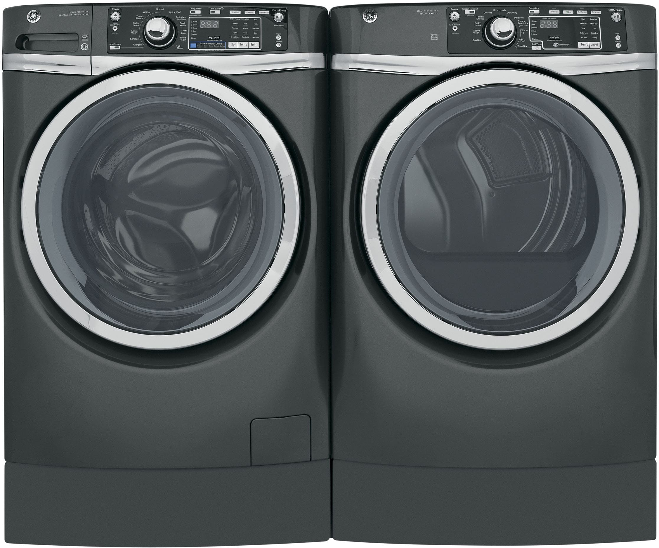 GE GEWADRGD81 SidebySide Washer & Dryer Set with Front Load Washer